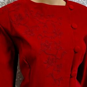 Red Career Dress Skirt Suit 2 Piece Set